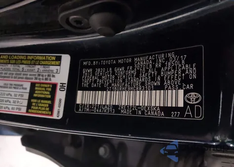 2017 Toyota Corolla Xse z USA, uszkodzony, nr VIN 2T1BURHE9HC883101